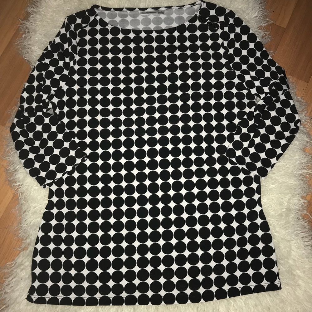 Croft &Barrow 3/4 White & Black blouse size small